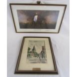 Presentation framed picture possibly Lubeck and pencil signed by artist and 'Christ on the