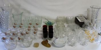 Two boxes of mixed glassware including finger bowl & pheasant glasses