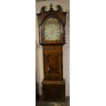 Large Victorian Yorkshire 30 hour longcase clock by Barraclough of Haworth in a mixed wood case with