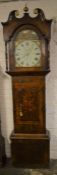 Large Victorian Yorkshire 30 hour longcase clock by Barraclough of Haworth in a mixed wood case with
