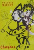 Framed Marc Chagall lithographic print 'Galerie Maeght' approx. 46cm x 38cm