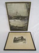 Alfred Swatkins pencil signed original etching 'Anne Hathaway's Cottage' limited edition of 300