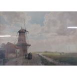 Framed watercolour signed John E. Aitken 'The Lowlands of Holland' - approx. 71cm x 55.5cm
