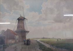 Framed watercolour signed John E. Aitken 'The Lowlands of Holland' - approx. 71cm x 55.5cm