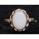 Tested as gold (ct uncertain) opal ring, 3.5g, size S