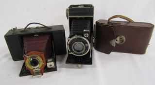 No2 Folding Brownie camera with embossed handle H.W Davies and F.Dechel-Munchen Compur camera with