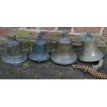 4 cast bronze bells one embossed 1839