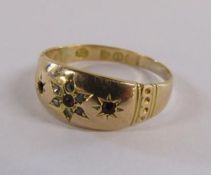 15ct gold gypsy ring set with ruby and diamond ring size N - total weight 1.61g