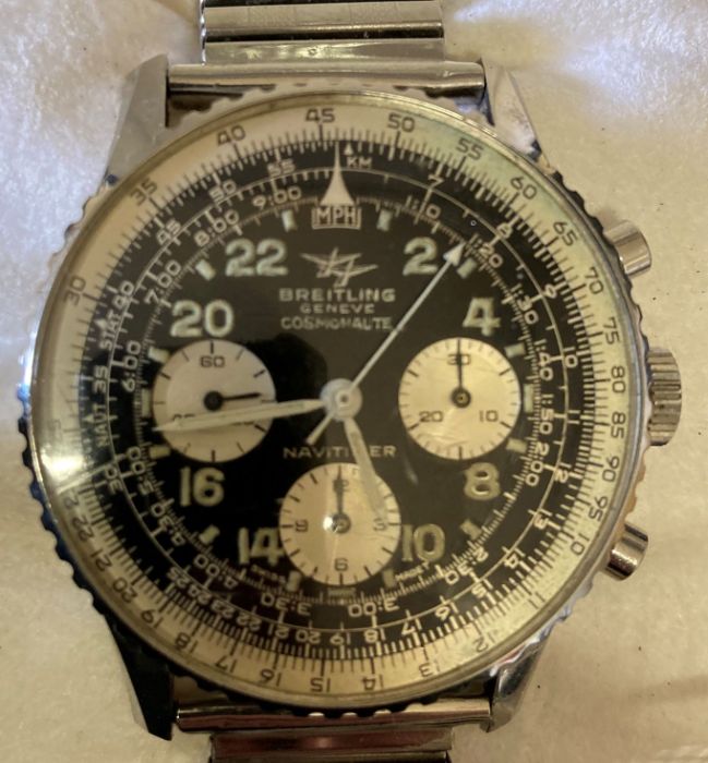 Breitling Cosmonaute Navitimer chronograph gents wristwatch serial numbers 1023577 & 809 to outer