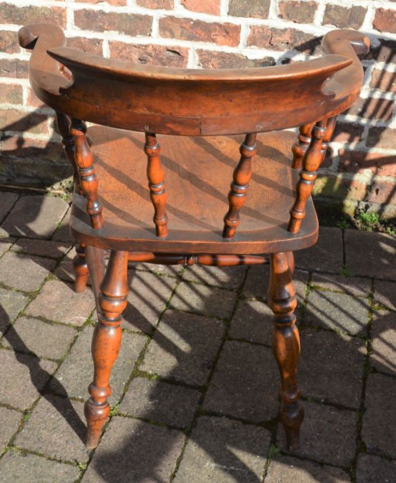 *Victorian yew wood smokers bow chair.  This lot is subject to VAT. - Image 3 of 5