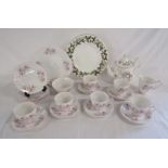 Royal Standard 'Caprice' tea set - Wedgwood 'Strawberry Hill' plate and Royal Albert 'Constance'