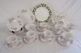 Royal Standard 'Caprice' tea set - Wedgwood 'Strawberry Hill' plate and Royal Albert 'Constance'