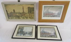 4 L.S Lowry prints - 'Outside the Mill' - 'An Accident' x2 and 'Waiting for the shops to open'