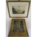 Pair of framed Baxter prints 'The Mountain Stream' and a scenic village