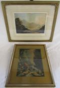 Pair of framed Baxter prints 'The Mountain Stream' and a scenic village