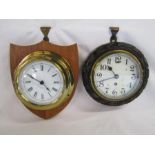 Oak wall clock and quartz barometer