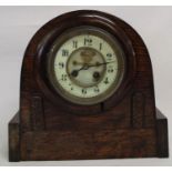Oak cased mantel clock with J Marti movement (no pendulum)