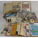 3 World stamp albums, selection of 20th century tourist postcards, Panini Mexico '86 football