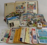 3 World stamp albums, selection of 20th century tourist postcards, Panini Mexico '86 football