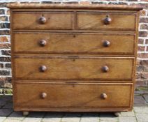 Victorian oak chest of drawers on later castors 107cm wide x 97cm high x 50cm deep