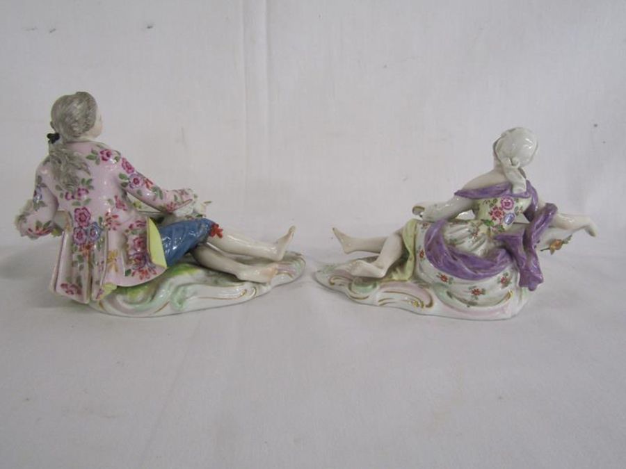 Early 20th century porcelain sweet meat dishes (one showing some damage) marked with cc below a - Image 4 of 7