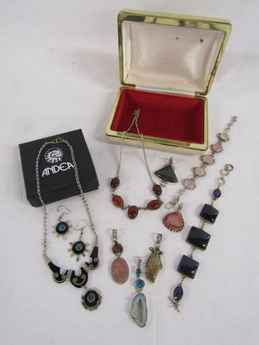 Collection of silver mounted jewellery including Andea jewellery