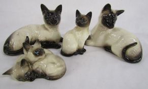 Collection of Beswick Siamese cats - one impressed Beswick 1296