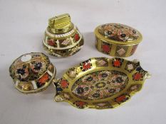 Royal Crown Derby Imari pattern cigarette lighter, lidded dish 'To commemorate the opening of Toyota