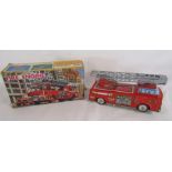 Battery operated original 1960'S tin fire engine with box - trade mark S.H Japan