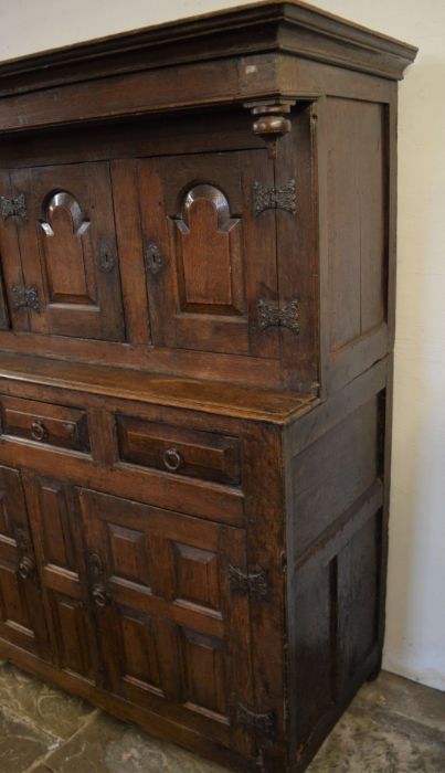 18th century oak court cupboard Ht 176cm W 137cm D 62cm - Image 3 of 5