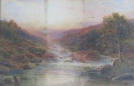 Copley Fielding 1854 framed watercolour depicting sunset river scene approx. 73.5cm x 55cm