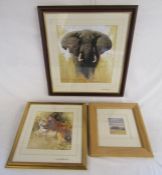 2 framed David Shepherd pencil signed pictures with additional signature to rear on both -