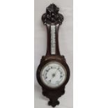 Late Victorian mahogany framed aneroid barometer