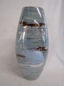Poole Manhattan style vase with silver/blue glaze approx. 36.5cm
