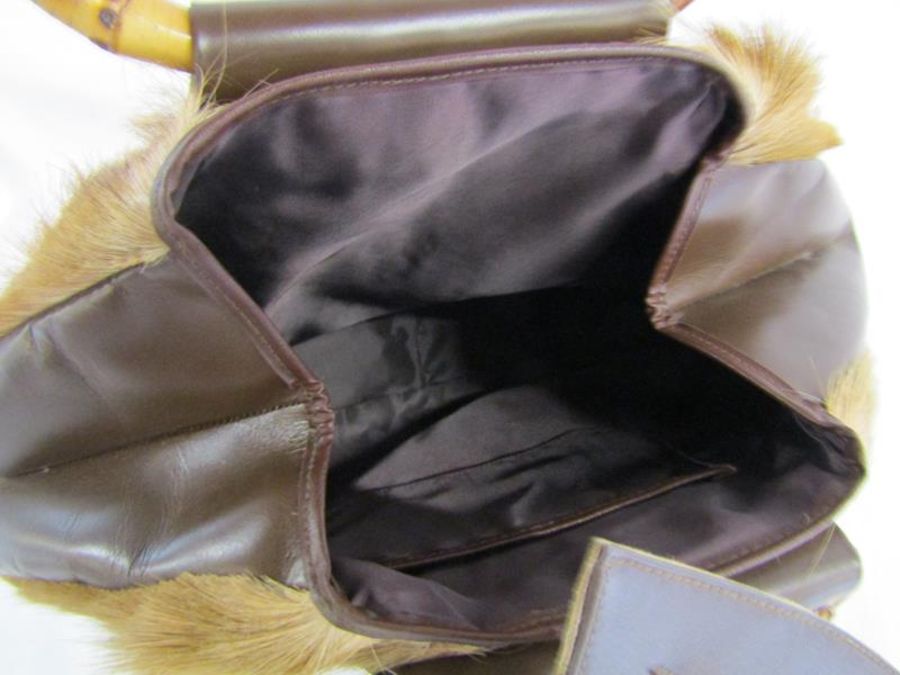 Possibly gazelle vintage 1960's fur bag with purse and 4 fur corsages - Image 6 of 6