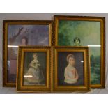 4 gilt framed prints of 18th century portraits largest 91cm by 65cm