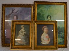 4 gilt framed prints of 18th century portraits largest 91cm by 65cm