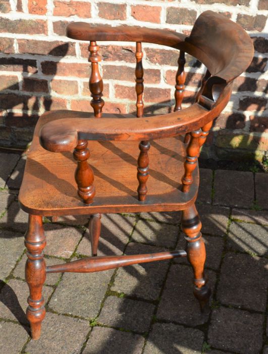 *Victorian yew wood smokers bow chair.  This lot is subject to VAT. - Image 5 of 5