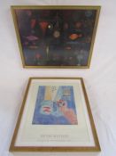 Framed Paul Klee vintage print 'Fish Magic' approx. 59cm x 47cm and Henri Matisse 'Sculpture and