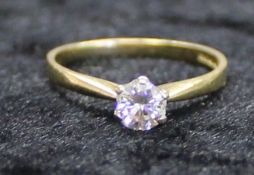 18ct gold diamond solitaire ring (chips to edge) size N, 2.08g