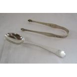 Hester Bateman silver sugar bow and Langley Archer West London 1898 spoon - total weight 1.9ozt