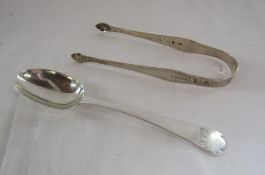 Hester Bateman silver sugar bow and Langley Archer West London 1898 spoon - total weight 1.9ozt