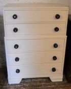 1930's painted chest of drawers with turned Victorian knobs Ht 115cm W 86cm D48cm