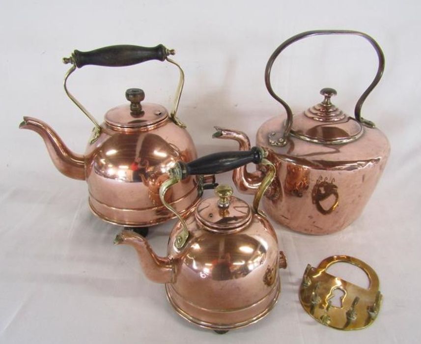 2 Premier System electric copper kettles and one other - also a brass key holder