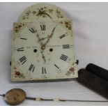 Longcase clock face Thomas Arlot Sunderland, works, pendulum & weights