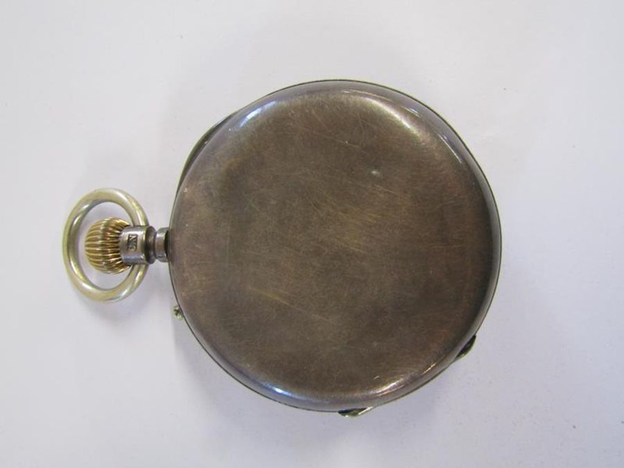 Leonard Hall Louth London silver cased half hunter pocket watch with pouch - Image 2 of 12