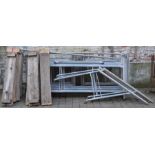 Haygrove galvanized scaffolding tower with planks (8 long & 8 short sections with cross members &