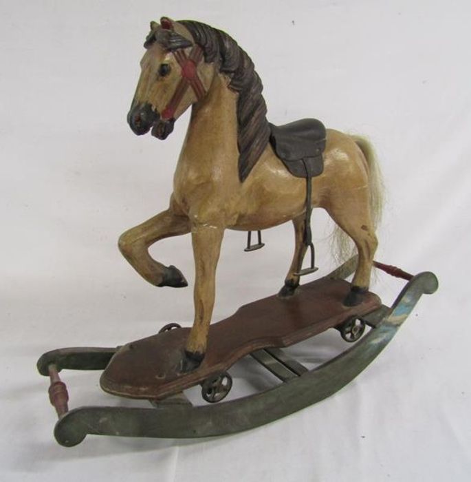 Vintage effect rocking horse approx. 60cm long 48cm tall