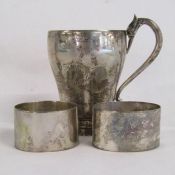 Charles S Green 1945 Birmingham silver christening cup - total weight 3.99ozt and Cooper Brothers