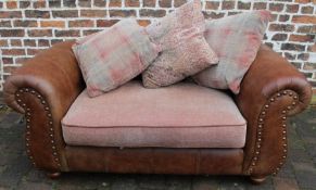 Thomas Lloyd "Wilmington" vintage oatmeal chestnut brown leather Loveseat, H 76cm x  W 165cm x  D